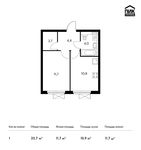 Планировка 1-комнатной квартиры, 33,7 м2