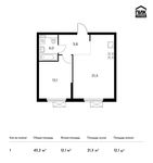 Планировка 1-комнатной квартиры, 43,2 м2