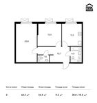Планировка 2-комнатной квартиры, 62,2 м2