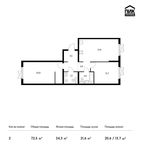 Планировка 2-комнатной квартиры, 72,5 м2