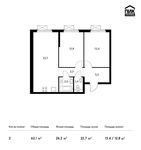 Планировка 2-комнатной квартиры, 62,1 м2