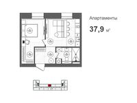 Планировка 1-комнатной квартиры, 37,9 м2