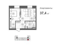 Планировка 1-комнатной квартиры, 37,4 м2