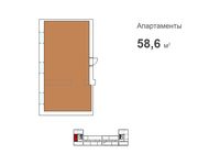 Планировка 1-комнатной квартиры, 58,6 м2