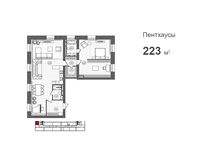 Планировка 3-комнатной квартиры, 223 м2