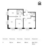 Планировка 3-комнатной квартиры, 75,2 м2