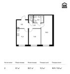 Планировка 2-комнатной квартиры, 57 м2