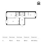 Планировка 2-комнатной квартиры, 75,3 м2