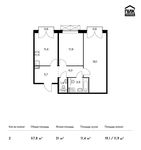 Планировка 2-комнатной квартиры, 57,8 м2