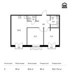 Планировка 2-комнатной квартиры, 59 м2