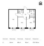 Планировка 2-комнатной квартиры, 51,6 м2