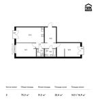 Планировка 2-комнатной квартиры, 75,3 м2