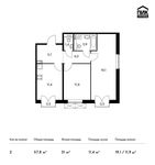 Планировка 2-комнатной квартиры, 57,8 м2