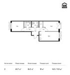 Планировка 2-комнатной квартиры, 63,7 м2