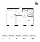 Планировка 2-комнатной квартиры, 54 м2