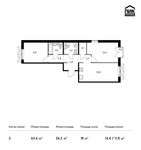 Планировка 2-комнатной квартиры, 63,6 м2