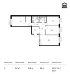 Планировка 3-комнатной квартиры, 84 м2