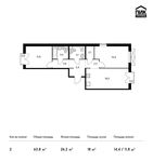 Планировка 2-комнатной квартиры, 63,8 м2