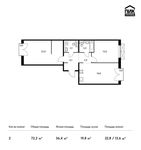 Планировка 2-комнатной квартиры, 72,2 м2