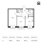 Планировка 2-комнатной квартиры, 51,8 м2