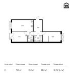 Планировка 2-комнатной квартиры, 75,1 м2