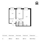 Планировка 2-комнатной квартиры, 60,4 м2