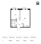 Планировка 1-комнатной квартиры, 39,9 м2