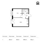 Планировка 1-комнатной квартиры, 41,6 м2