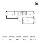 Планировка 2-комнатной квартиры, 72,2 м2
