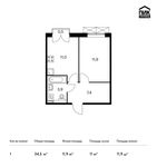 Планировка 1-комнатной квартиры, 34,5 м2