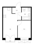 Планировка 1-комнатной квартиры, 32,6 м2