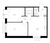 Планировка 2-комнатной квартиры, 50,2 м2