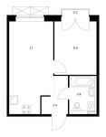 Планировка 1-комнатной квартиры, 34,3 м2