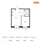 Планировка 1-комнатной квартиры, 38,2 м2