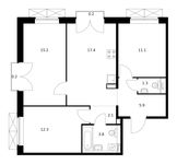 Планировка 3-комнатной квартиры, 69,5 м2