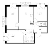 Планировка 3-комнатной квартиры, 69,7 м2