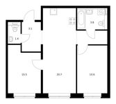 Планировка 2-комнатной квартиры, 54,2 м2