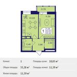 Планировка 1-комнатной квартиры, 33,28 м2