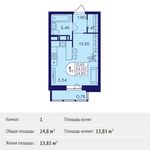 Планировка квартиры студии, 24,8 м2