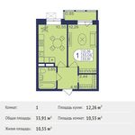 Планировка 1-комнатной квартиры, 33,91 м2