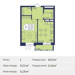 Планировка 1-комнатной квартиры, 33,31 м2