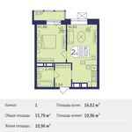 Планировка 1-комнатной квартиры, 35,79 м2