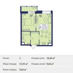 Планировка 1-комнатной квартиры, 35,45 м2
