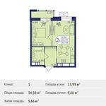 Планировка 1-комнатной квартиры, 34,56 м2