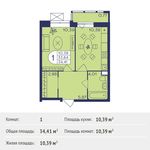 Планировка 1-комнатной квартиры, 34,41 м2