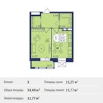 Планировка 1-комнатной квартиры, 34,44 м2