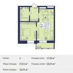 Планировка 1-комнатной квартиры, 37,15 м2