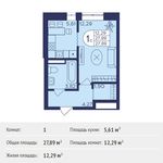 Планировка 1-комнатной квартиры, 27,89 м2