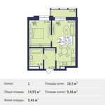 Планировка 1-комнатной квартиры, 34,93 м2