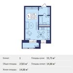Планировка квартиры студии, 27,83 м2